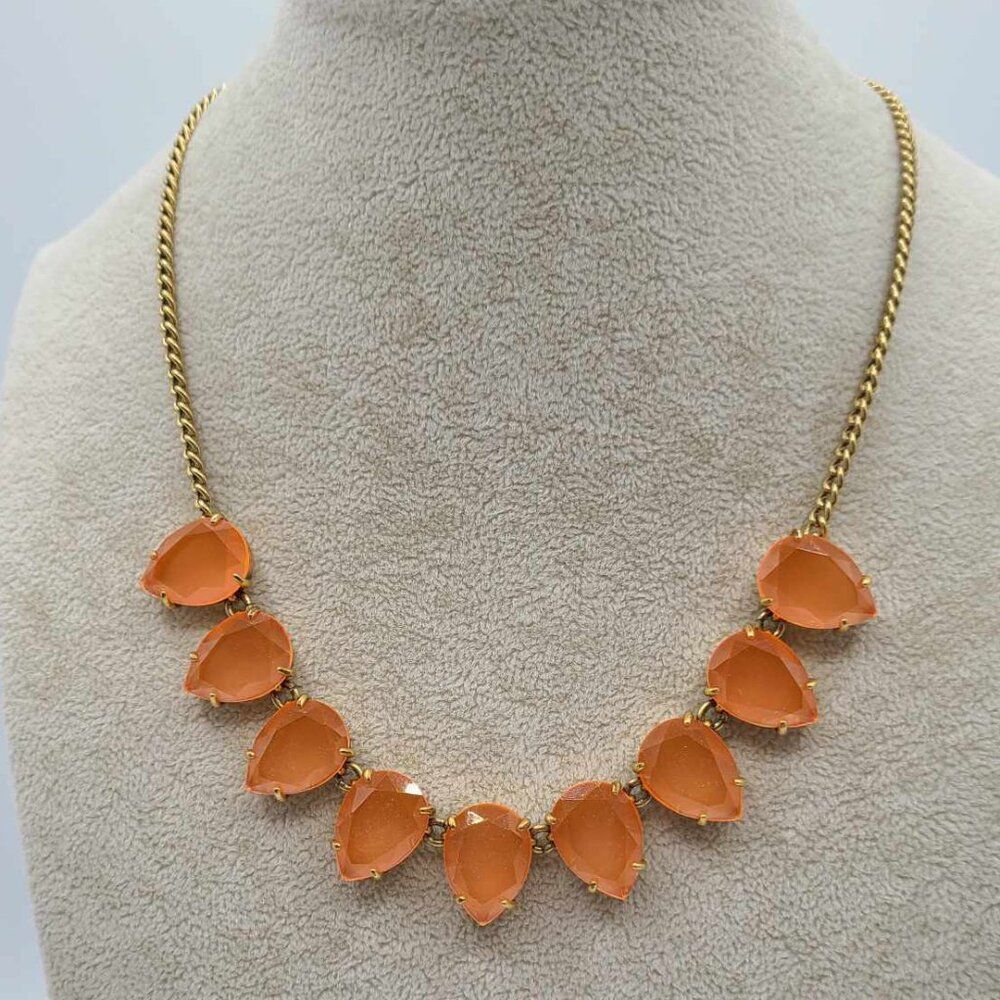 J Crew Orange Pear shape Crystal Necklace